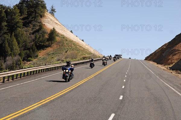 Motorbike tourists, Zion National Park, Utah, USA, North America