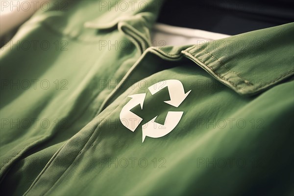 Green shirt with recycling arrow symbol. KI generiert, AI generated