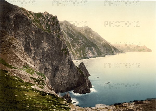 Achill Head, County Mayo, Ireland, c. 1890, Historic, digitally restored reproduction from a 19th century original The Achill Head, County Mayo, Ireland, 1890, Historic, digitally restored reproduction from a 19th century original, Europe