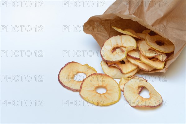 Dried apple rings in a bag, dried fruit