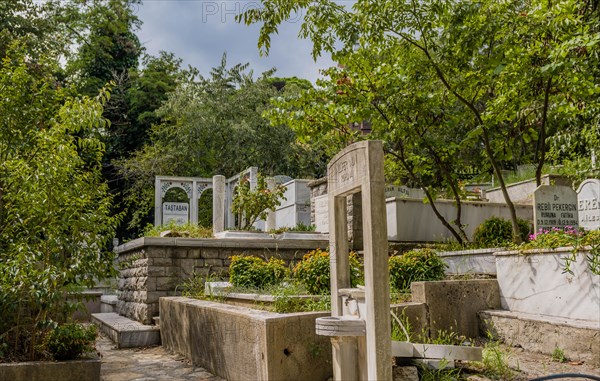 Landscape of Asiyan cemetery where many famous Turks are buried in Istanbul, Tuerkiye