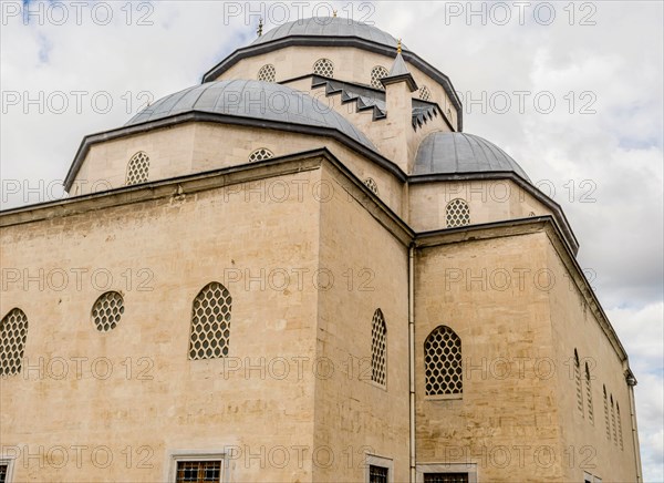 Closeup of Muslim mosque in downtown Istanbul, Turkiye
