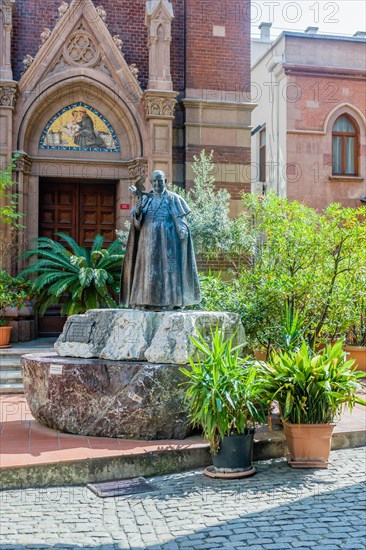 Statue of Pope John XXIII in front of Catholic church in Istanbul, Tuerkiye