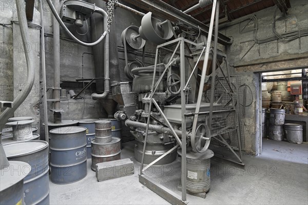 Zinc powder production room in a metal powder mill, founded around 1900, Igensdorf, Upper Franconia, Bavaria, Germany, Europe