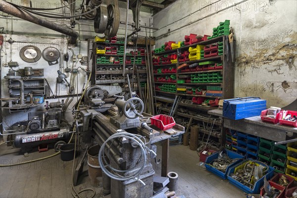 Workshop of a metal powder mill, founded around 1900, Igensdorf, Upper Franconia, Bavaria, Germany, metal, factory, Europe