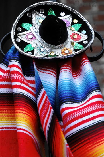 Sombrero, ponchos, souvenirs, Olvera Street, Los Angeles, California, USA, North America