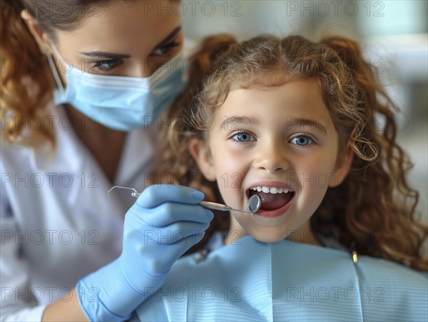 A patient is treated in a dental practice by a dentist, AI generated