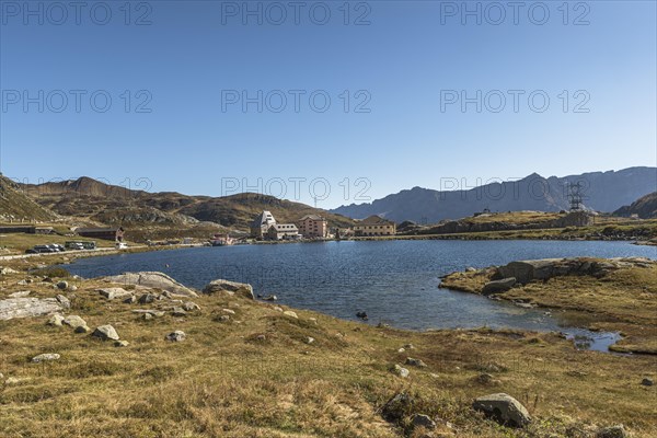 Gotthard Pass, plateau at the top of the pass (2106 m) with Lago della Piazza, Canton Ticino, Switzerland, Europe