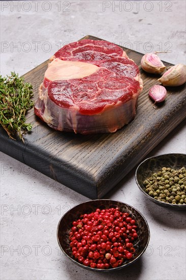 Piece of raw prime beef meat ossobuco