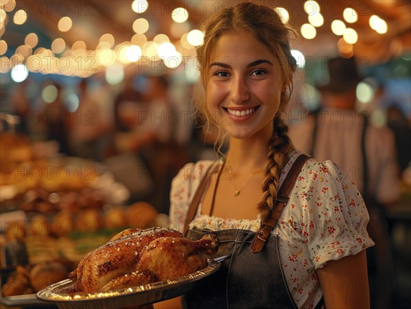 Oktoberfest, beer garden celebrations in the beer tent, AI generated