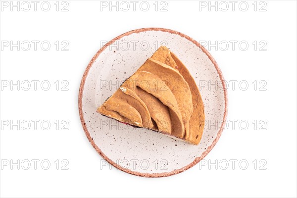 Zephyr or marshmallow cake isolated on white background. top view, flat lay, close up