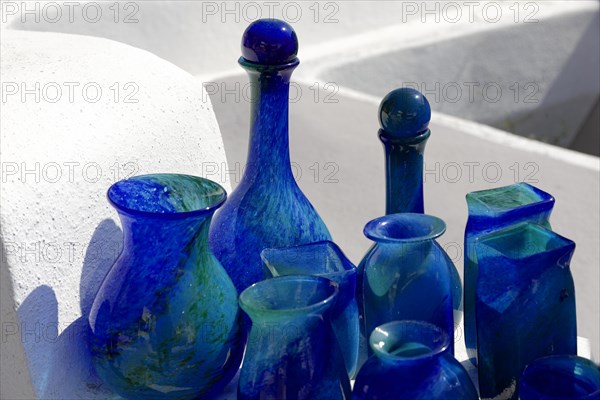 Glassware vases, souvenirs, Thira, Santorini, Cyclades, Greece, Europe