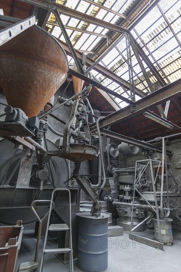 Zinc powder production room in a metal powder mill, founded around 1900, Igensdorf, Upper Franconia, Bavaria, Germany, metal, factory, Europe