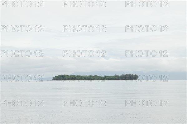 Lombok and Gili Air islands, overcast, cloudy day, sky and sea. Vacation, travel, tropics concept, no people