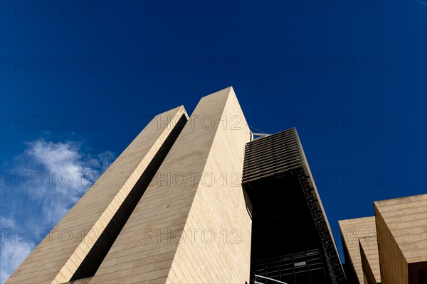 Modern Design Building Against Blue Sky in Campione d'Italia, Lombardy, Italy, Europe