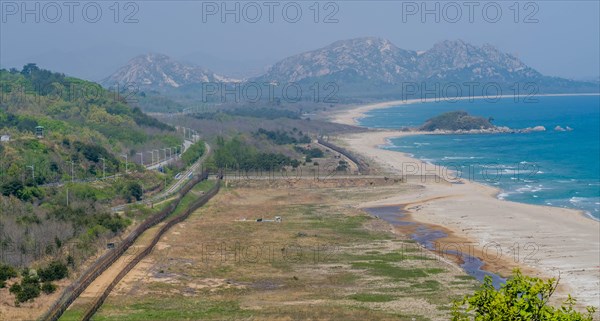 Landscape of Korean DMZ from observation tower at Goseong, South Korea, Asia