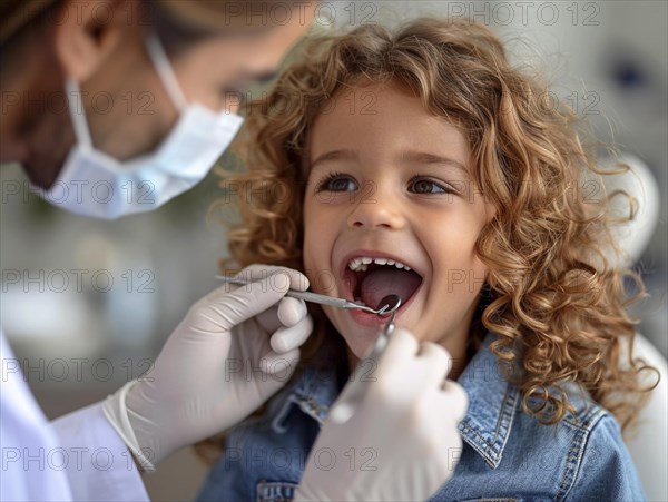 A patient is treated in a dental practice by a dentist, AI generated