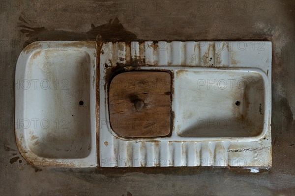 Urine-diverting and dry toilet on the floor, eco-san toilet, Tamil Nadu, India, Asia