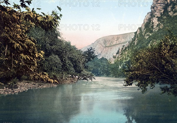 Entrance to the Valley of Temps, Thessaly, Greece, 1890, Historic, digitally restored reproduction from a 19th century original Entrance to the Valley of Temps. Thessaly, Greece, Historic, digitally restored reproduction from a 19th century original, Europe