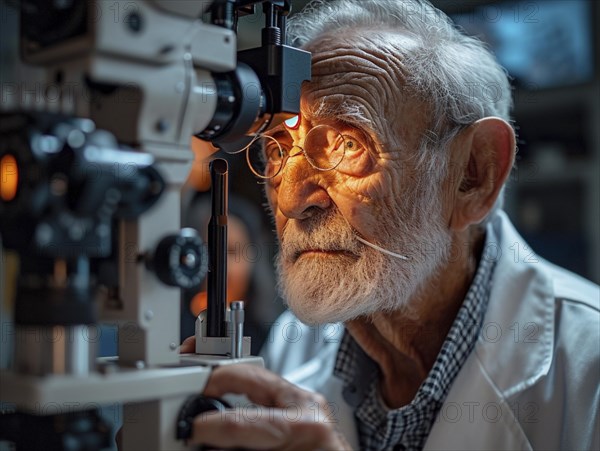 Examination at the ophthalmologist, prevention of poor eyesight, cataracts, blindness, retinal detachments, glasses AI generated