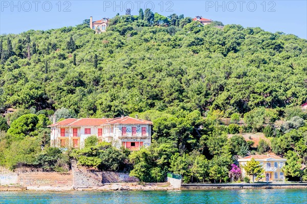 Building on coast and top of hill of Princess Island in Turkey. in Turkey