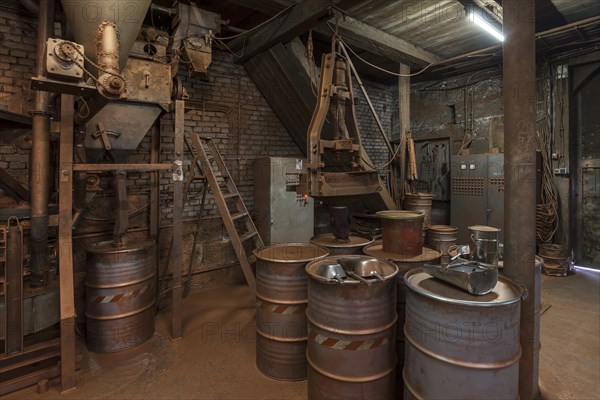 Bronze powder production room with filling plant in a metal powder mill, founded around 1900, Igensdorf, Upper Franconia, Bavaria, Germany, metal, factory, Europe