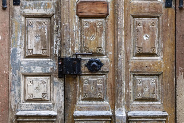 Old front door, detail, Southern Palatinate, Palatinate, Rhineland-Palatinate, Germany, Europe