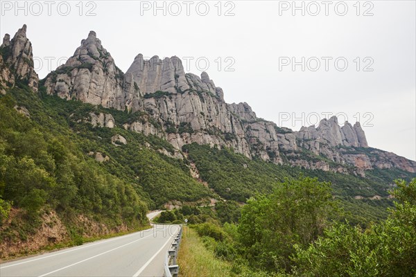 Mountain and street to Montserrat near Barcelona, Catalonia, Spain, Europe