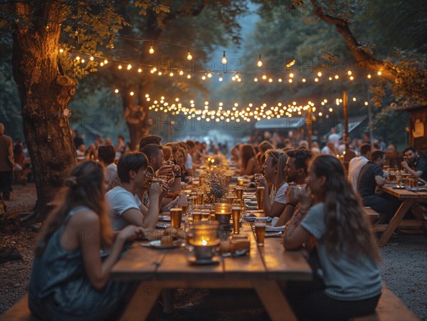 Oktoberfest, beer garden celebrations in the beer tent, AI generated