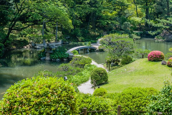 Peaceful landscape of Shukkeien Gardens in Hiroshima, Japan, Asia