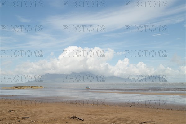 Bako national park, sea sandy beach, sunny day, blue sky and sea. Vacation, travel, tropics concept, no people, Malaysia, Kuching, Asia