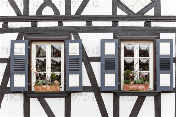 Window with Easter decoration, Southern Palatinate, Rhineland-Palatinate, Germany, Europe