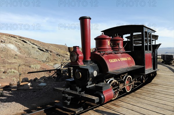 Locomotive, ghost town, ghost town Calico, Yermo, California, USA, North America