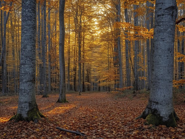 View of a forest at different times of the year, AI generated