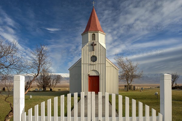 Church, peat farm or peat museum Glaumbaer or Glaumbaer, Skagafjoerour, Norourland vestra, Iceland, Europe