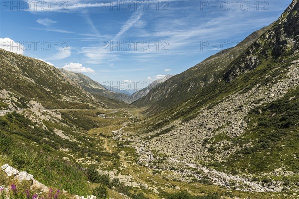 Mountain panorama at the Gotthard Pass, Canton Uri, Switzerland, Europe