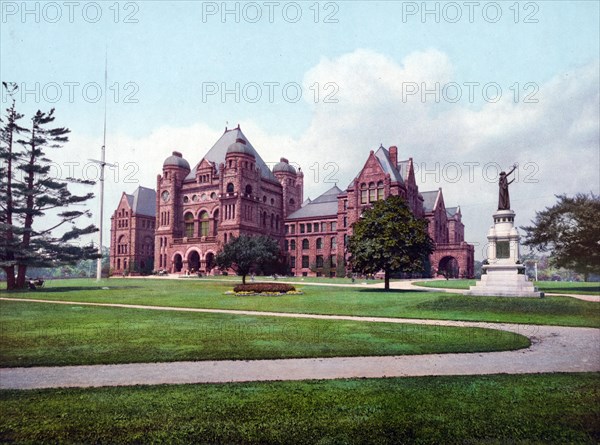 Parliament building, Toronto, Canada, 1890, Historic, digitally restored reproduction from a 19th century original Parliament building, Canada, Historic, digitally restored reproduction from a 19th century original, North America