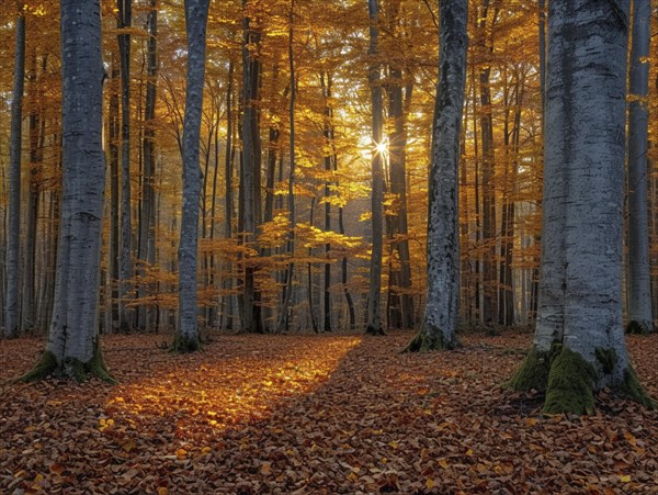 View of a forest at different times of the year, AI generated