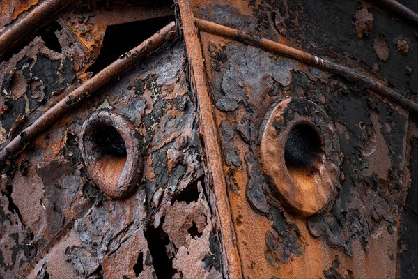 Rusty ship, shipwreck, abandoned herring factory Djupavik, Reykjarfjoerour, Strandir, Arnes, Westfjords, Iceland, Europe