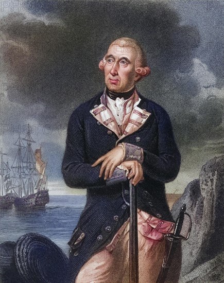 Richard Kempenfelt 1718 to 1782 English Rear Admiral, Historical, digitally restored reproduction from a 19th century original, Record date not stated