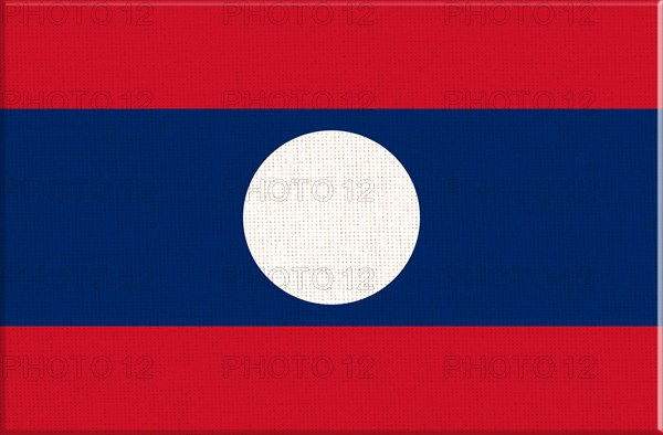 Flag of Laos. Laotian flag on fabric surface. Fabric Texture. Lao People Democratic Republic. Lao state symbol. Asian country