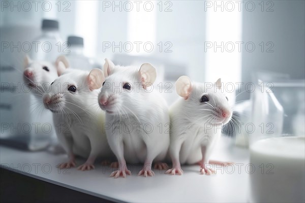 White lab rats laboratory. KI generiert, AI generated