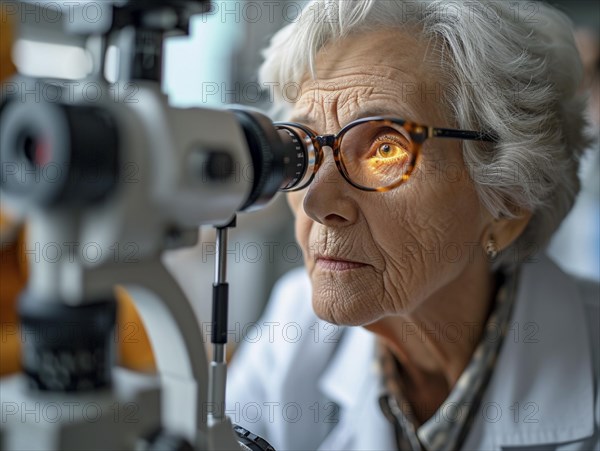 Examination at the ophthalmologist, prevention of poor eyesight, cataracts, blindness, retinal detachments, glasses AI generated