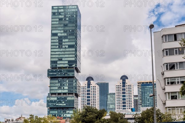 Square building with glass window facade in Istanbul, Turkiye