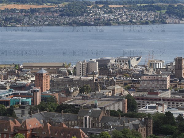 Aerial view of Dundee from Law hill, Scotland, United Kingdom, Europe