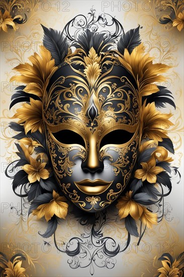 Handmade delicate carnival Venetian mask over solid background, mardi grass tradition ai generated, AI generated