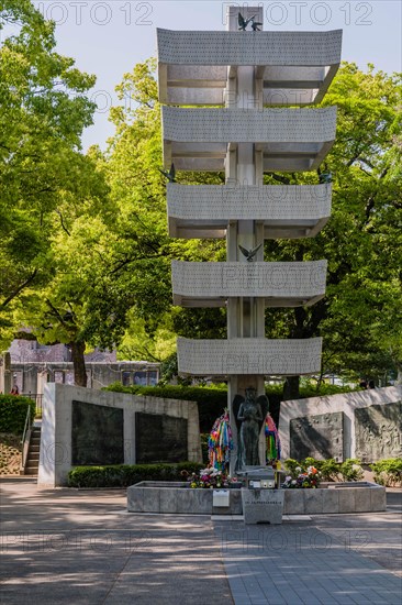 Memorial Tower Dedicated to Mobilized Students in Hiroshima, Japan, Asia