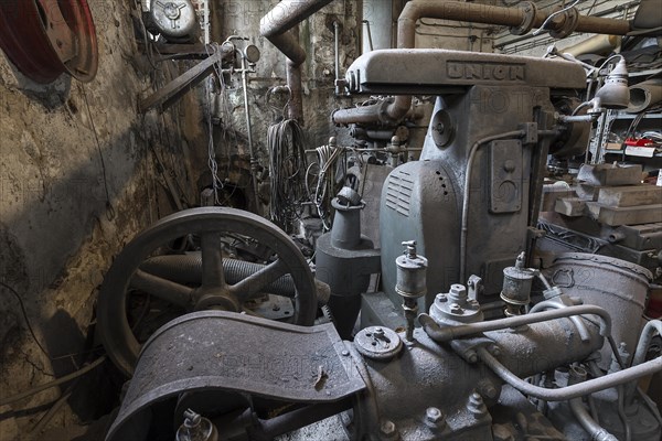 Engine room of a metal powder mill, founded around 1900, Igensdorf, Upper Franconia, Bavaria, Germany, Europe