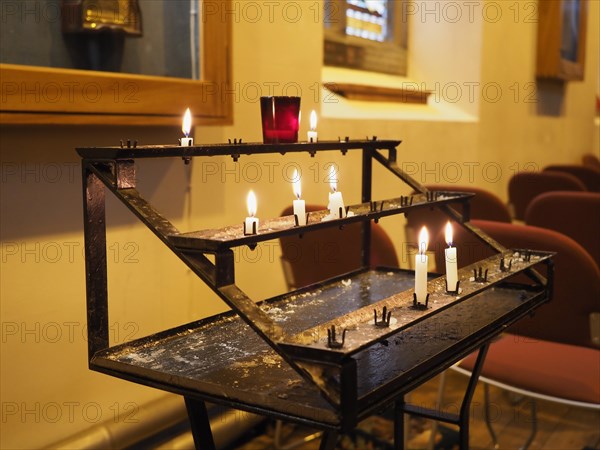 Votive candles in a church