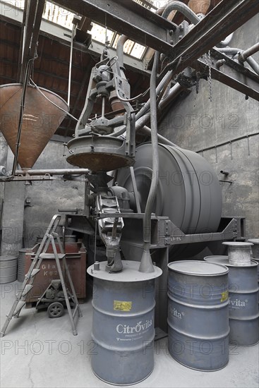 Zinc powder production room in a metal powder mill, founded around 1900, Igensdorf, Upper Franconia, Bavaria, Germany, Europe